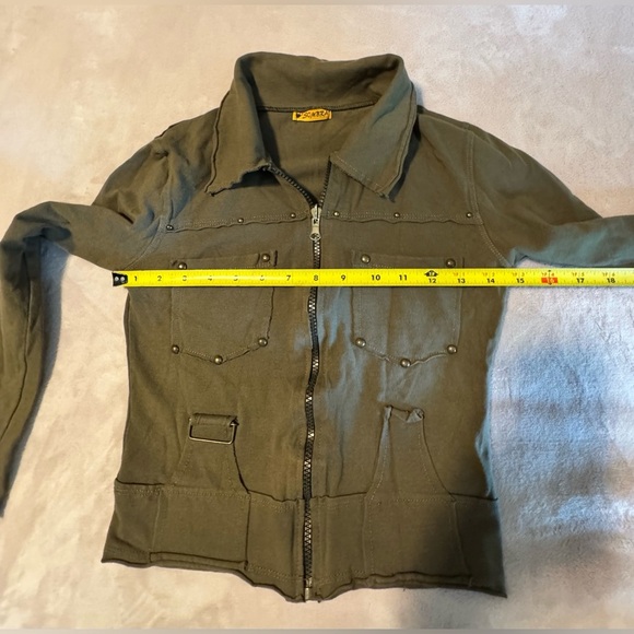 Vintage 2000s y2k Zip Up Olive Green Women's Jacket Size Small - Picture 9 of 10